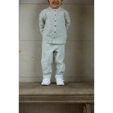 COPENHAGEN COLORS Green W Cream Stripe Seersucker Skjorte W. Placket