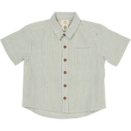 COPENHAGEN COLORS Green W Cream Stripe Seersucker Ss Skjorte