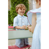 COPENHAGEN COLORS Sky Blue W Cream Stripe Seersucker Ss Skjorte