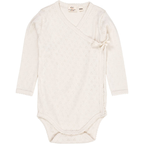 COPENHAGEN COLORS Cream Pointelle Heart Crossover Body Ls