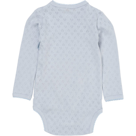 COPENHAGEN COLORS Dusty Blue Pointelle Heart Crossover Body Ls