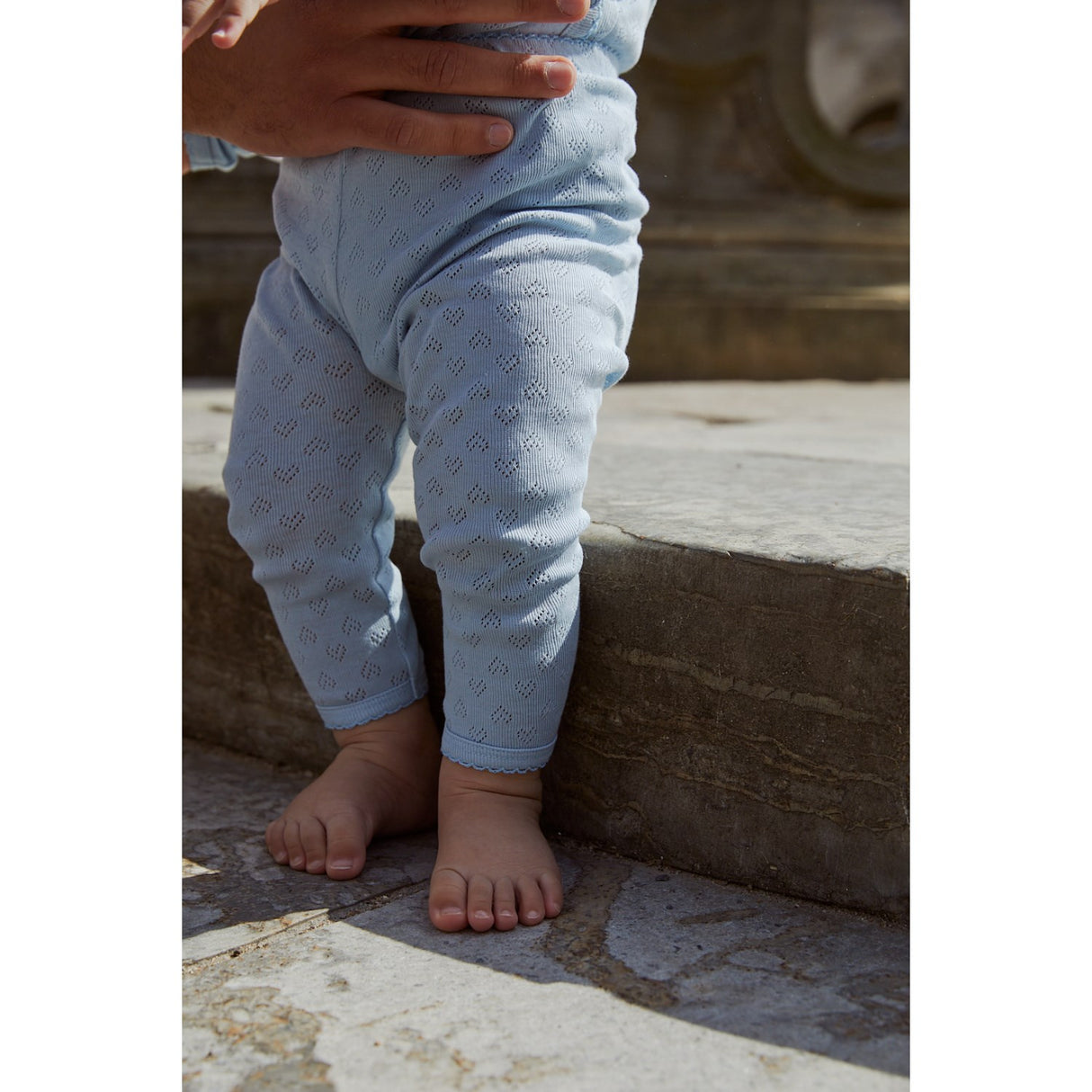 COPENHAGEN COLORS Dusty Blue Pointelle Heart Leggings