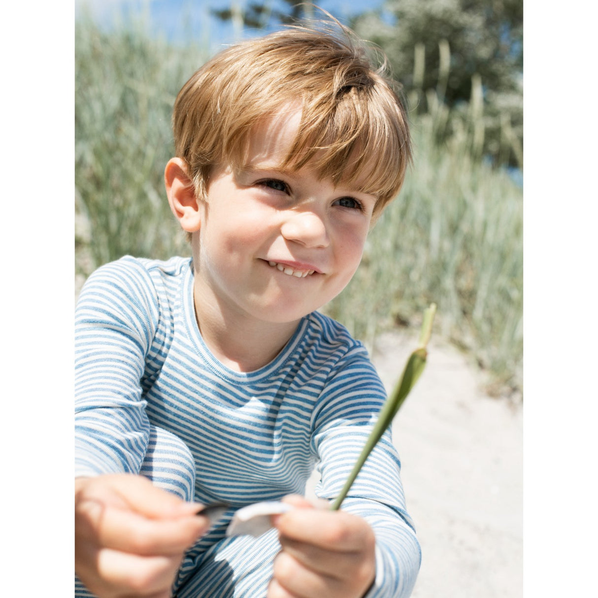 Serendipity Azur/Ecru Slim Bluse Stripe
