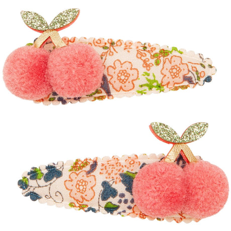 Mimi & Lula 2 Hårspenner - Floral Pom Pom Kirsebær Firenze