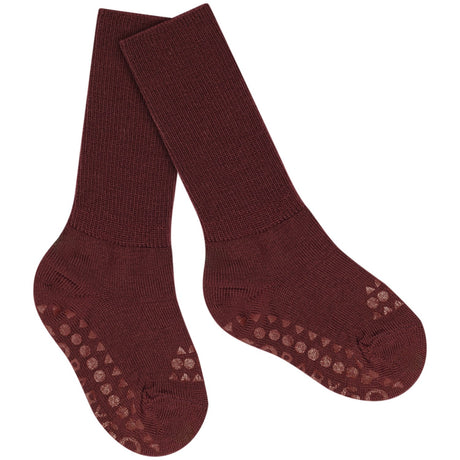 Gobabygo Wine Red Non-Slip Strømper I Merino Ull