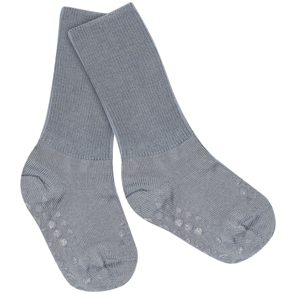 Gobabygo Stone Blue Non-Slip Strømper I Merino Ull