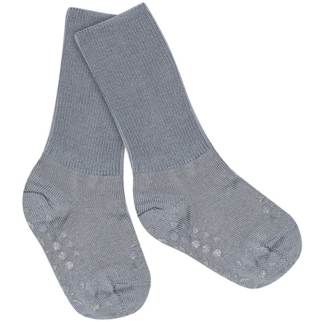 Gobabygo Stone Blue Non-Slip Strømper I Merino Ull