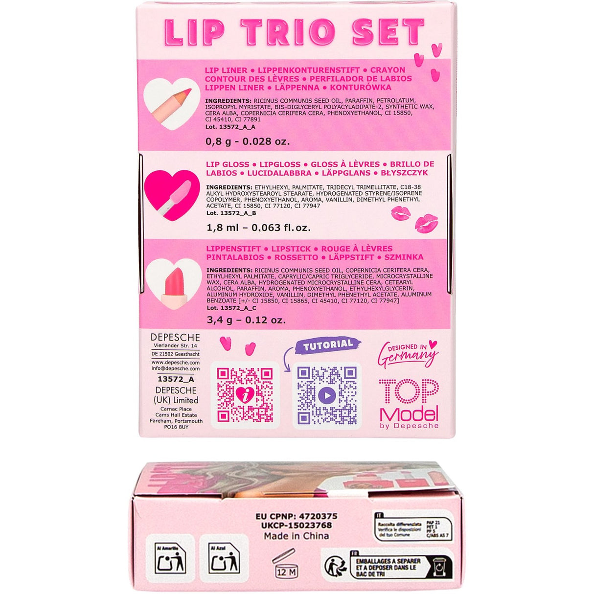 TOPModel Beauty And Me Lip Trio Sett