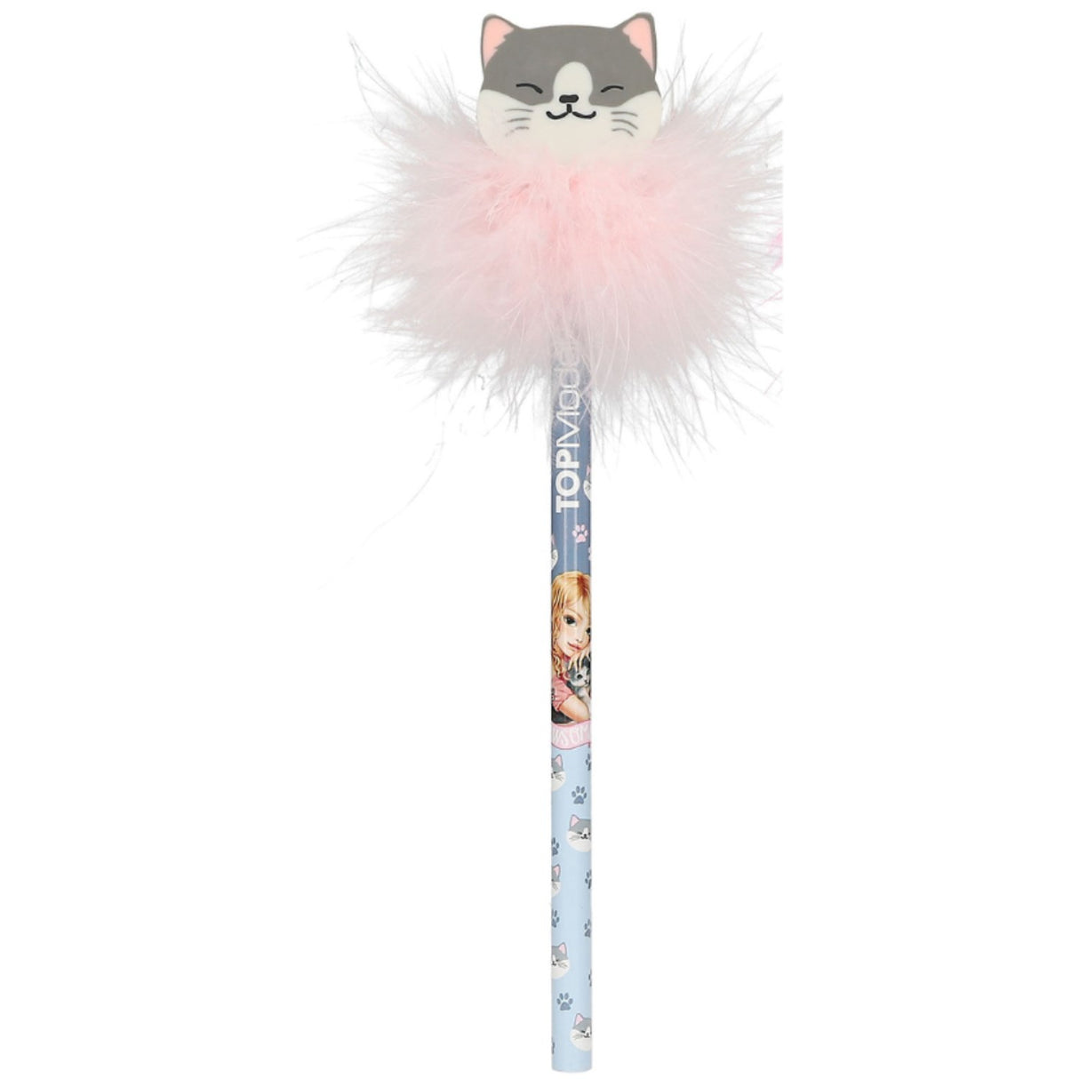 TOPModel Cat Love Pencil Med Eraser-Topper Grey Cat
