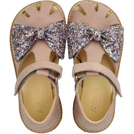 Angulus Rosebud/Pastel multi glitter Sandal Med Glittersløjfe Og Borrelåslukning