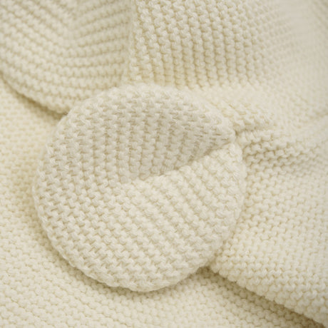 Huttelihut Antique White Balaclava Strikk m. Ører