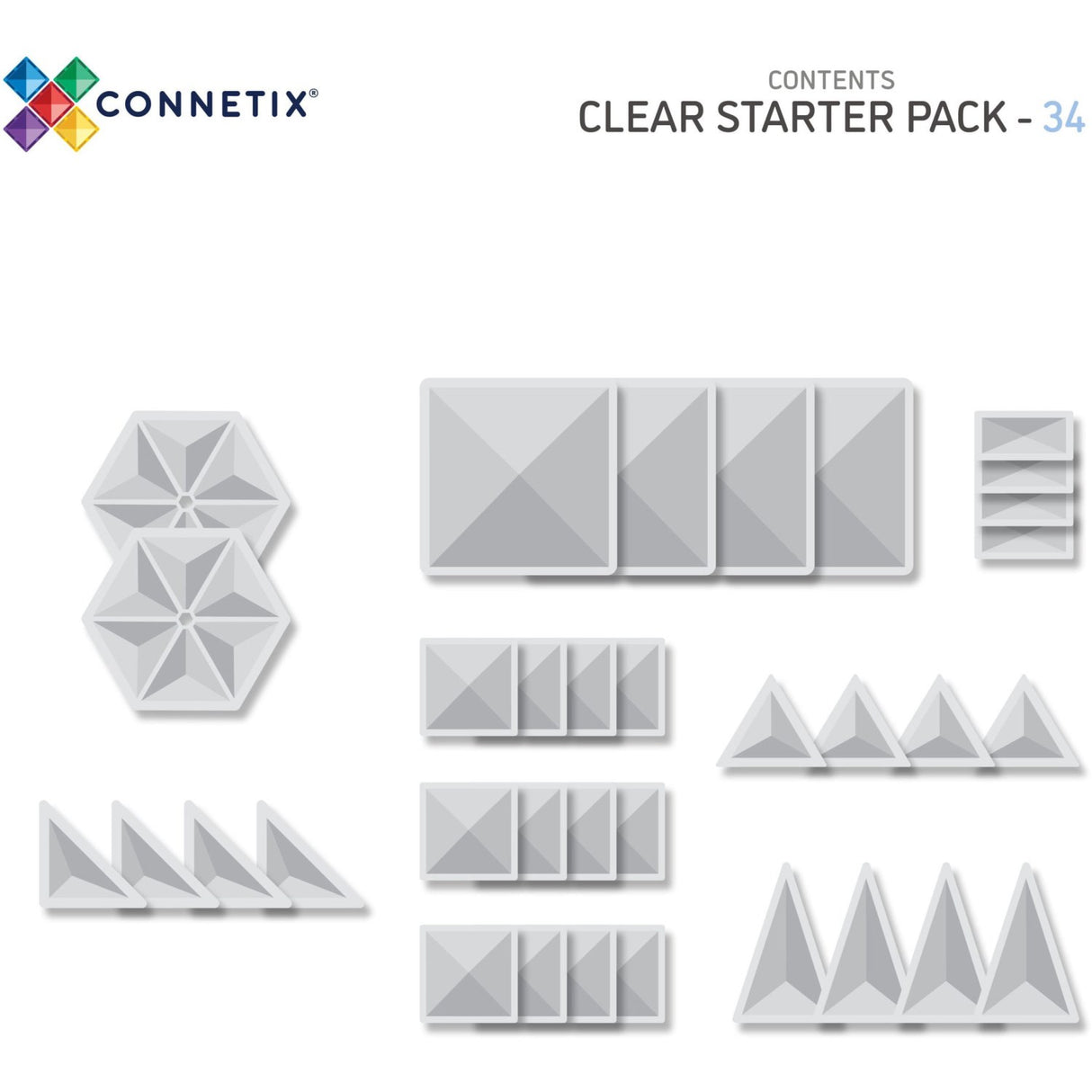 Connetix Clear Starter Pakke 34 Styks