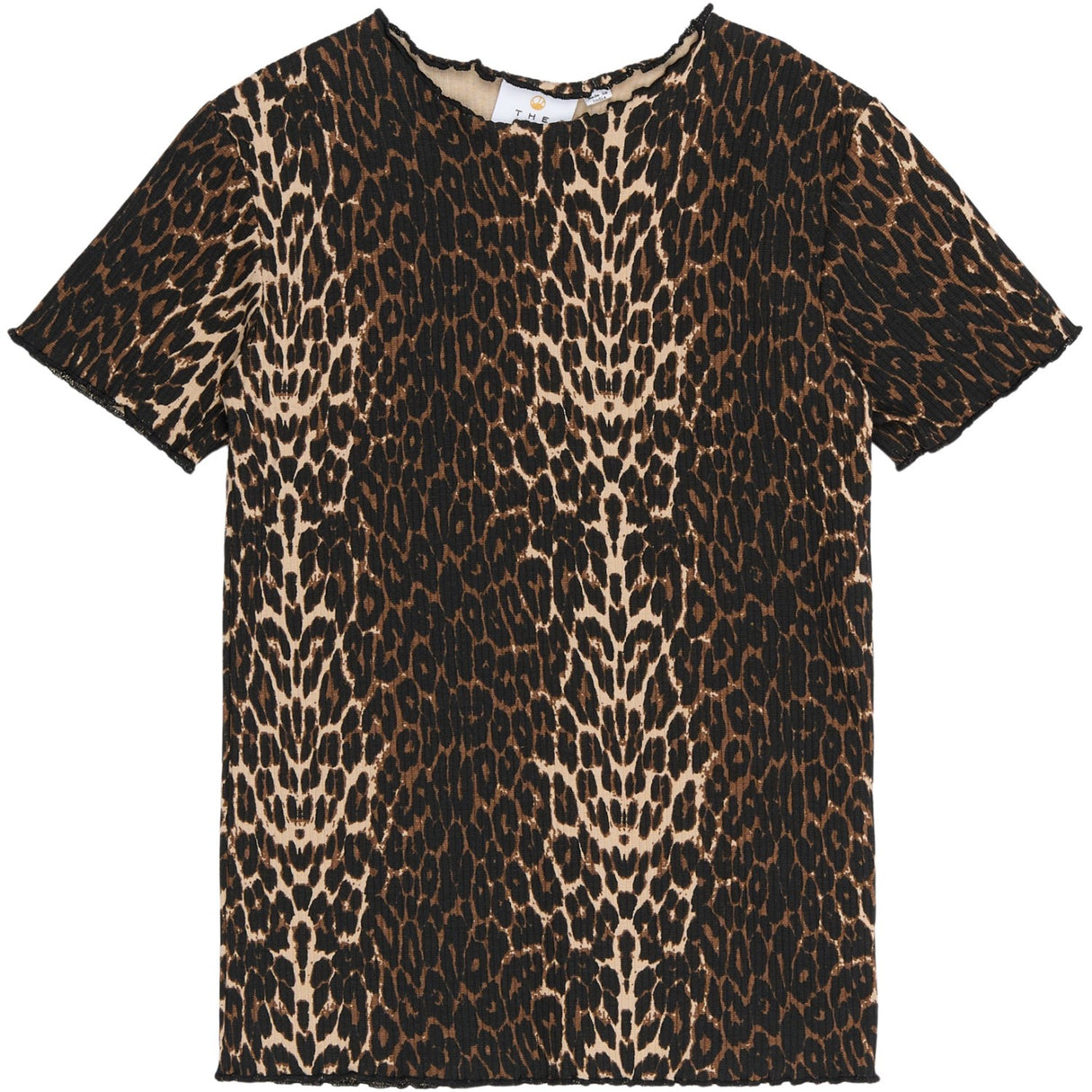 The New Oxford Tan AOP Ellen Rib T-Shirt