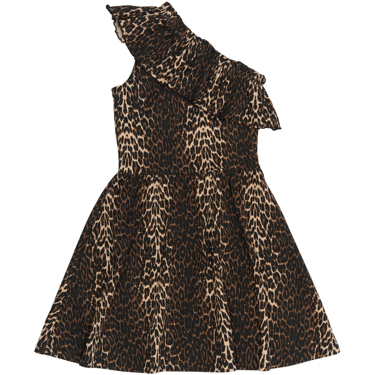 The New Oxford Tan AOP Ellen Rib Kjole