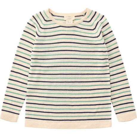 Copenhagen Colors Cream/Navy/Sky Blue Comb. Strikk Bluse