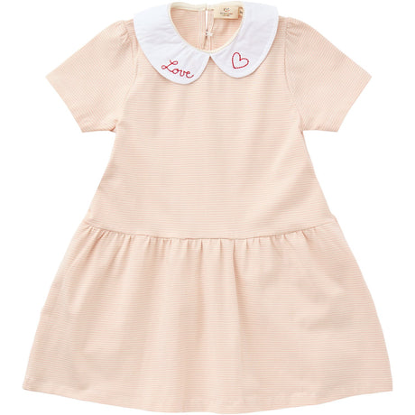 COPENHAGEN COLORS Dusty Rose/Cream Stripe Striped Kjole m. Poplin Halsbånd