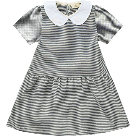 COPENHAGEN COLORS Navy/Cream Stripe Striped Kjole m. Poplin Halsbånd