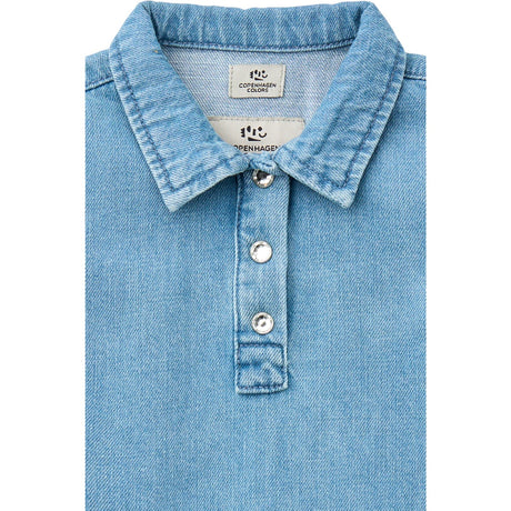 COPENHAGEN COLORS Lt Blue Indigo Washed Organic Denim Kjole W. Simili & Backside Patch