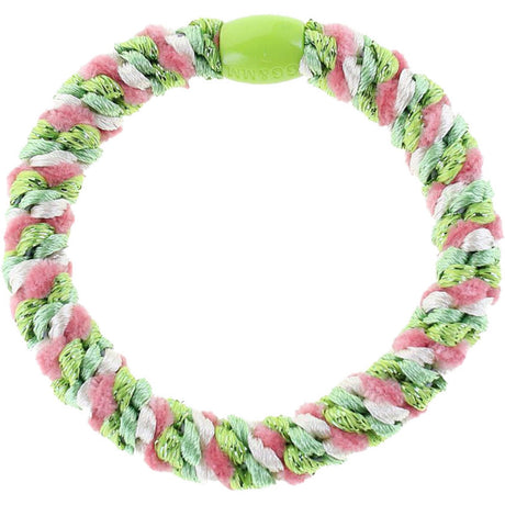Bow's by Stær Flettet Hårelastikk - Multi Grønn/Rose/Hvit Glitter 6-pakning