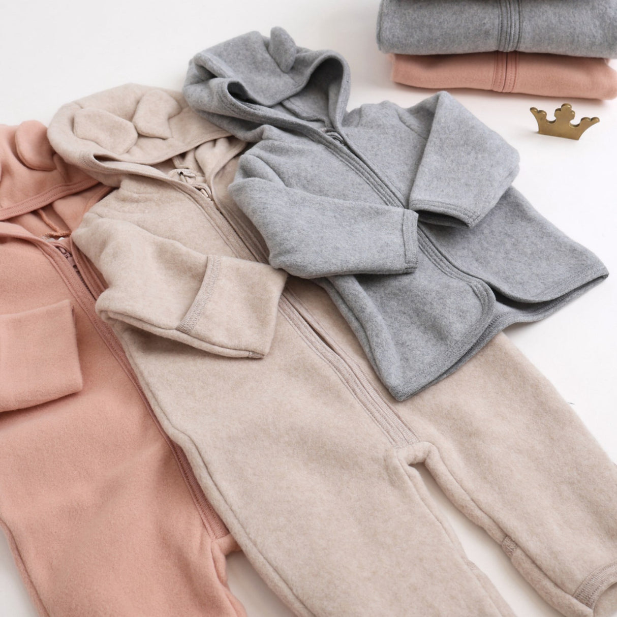 Huttelihut Lys Grey Melange Jakke Ears Bomull Fleece