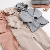 Huttelihut Camel Melange Pram Suit Ears Cot. Fleece