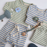 Petit Piao Granite Green/Dark Off White Body L/S Modal Striped