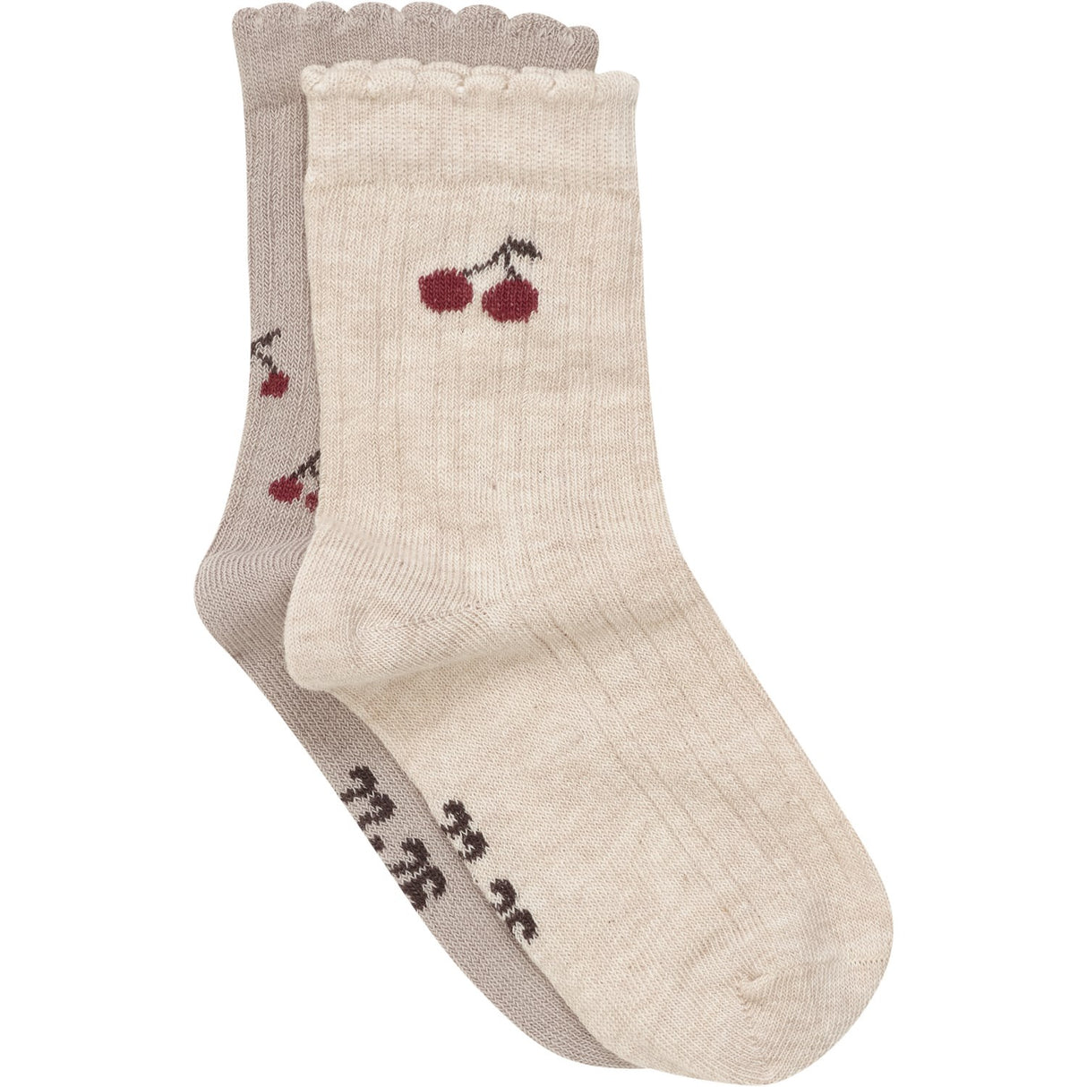 Minymo Light Taupe Strømper Med Lettuce Hem 2-Pakning