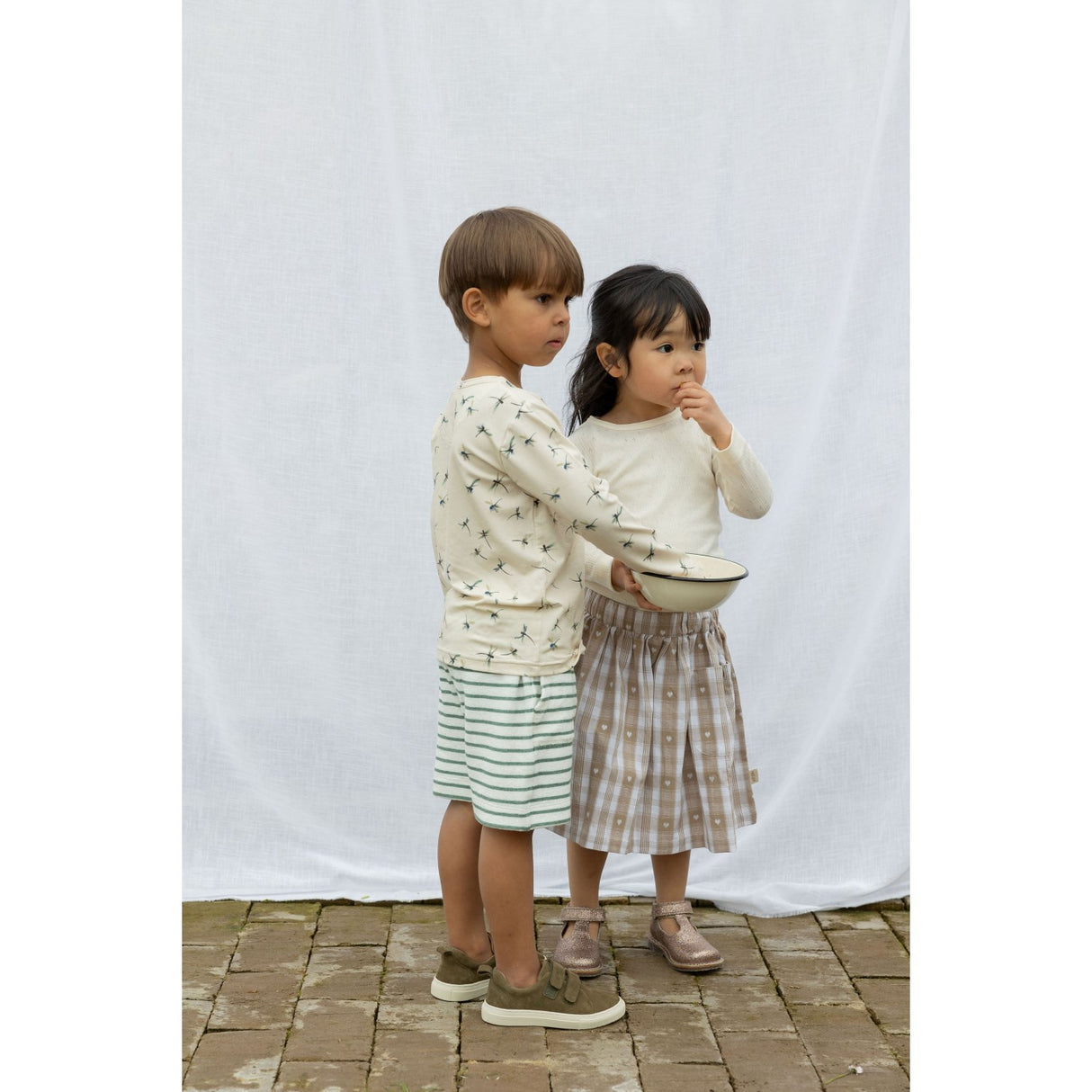 Petit Piao Off White Heart Skjørt Pocket Woven