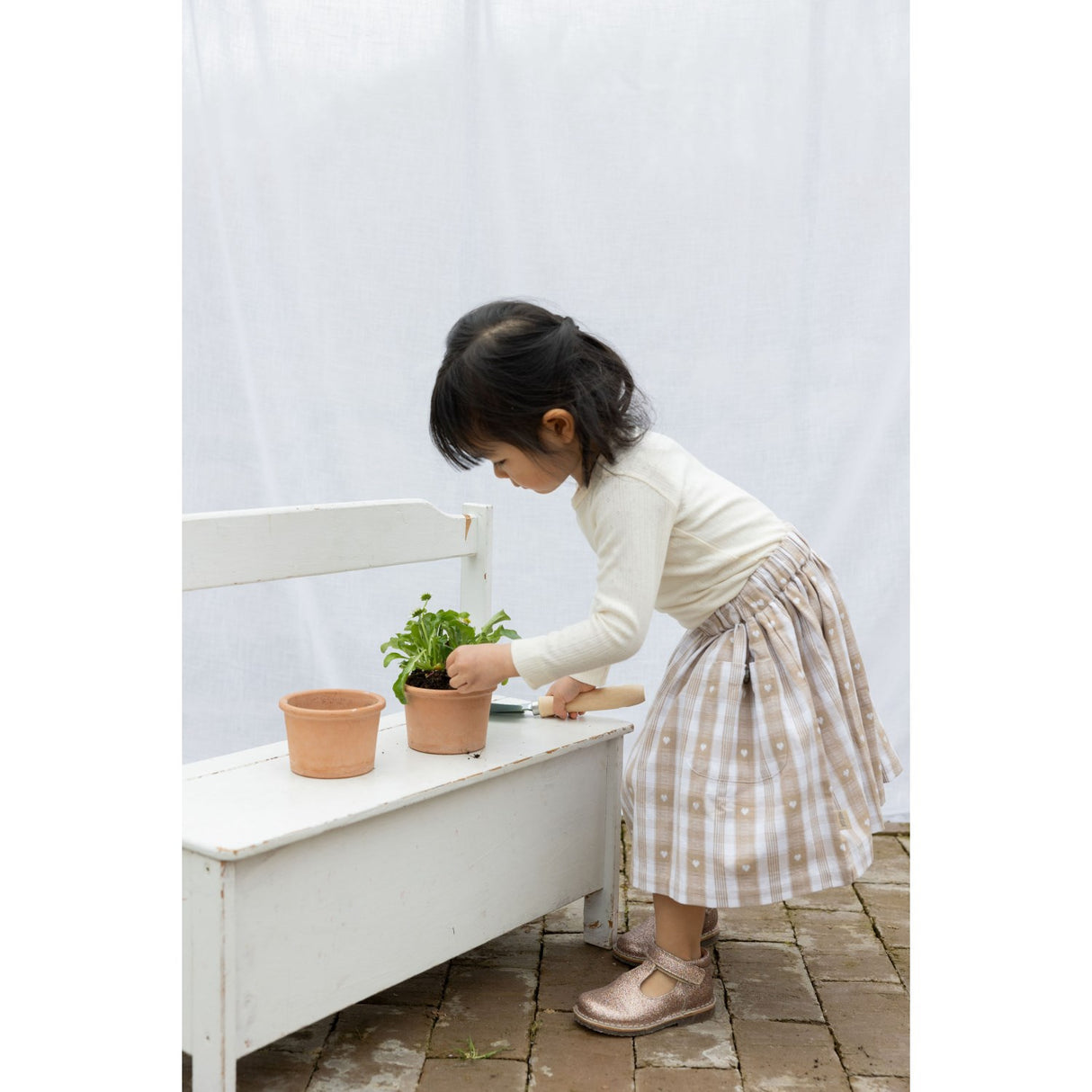 Petit Piao Off White Heart Skjørt Pocket Woven