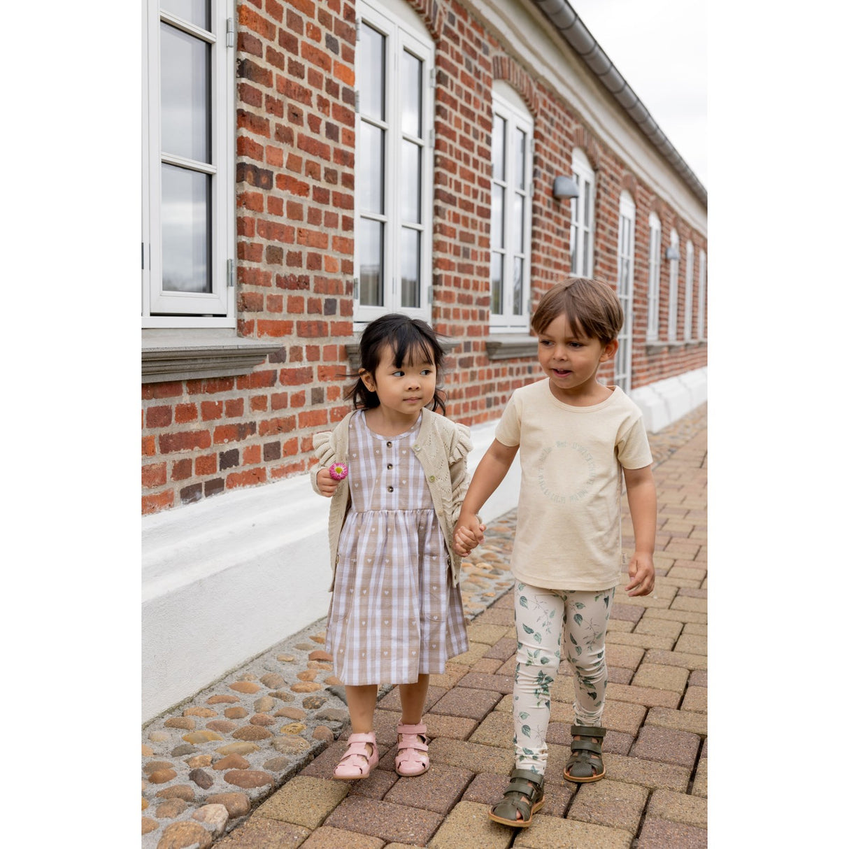 Petit Piao Off White Heart Kjole S/L Woven