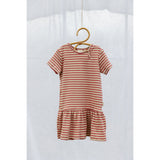 Petit Piao Light Berry/Dark Off White Kjole S/S Modal Striped