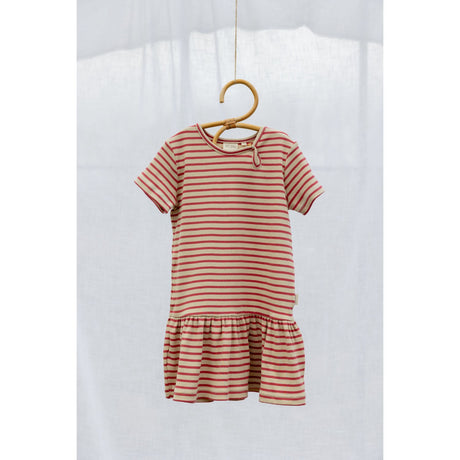 Petit Piao Light Berry/Dark Off White Kjole S/S Modal Striped