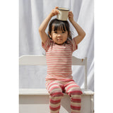 Petit Piao Light Berry/Dark Off White T-Skjorte S/S Modal Striped