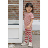 Petit Piao Light Berry/Dark Off White T-Skjorte S/S Modal Striped