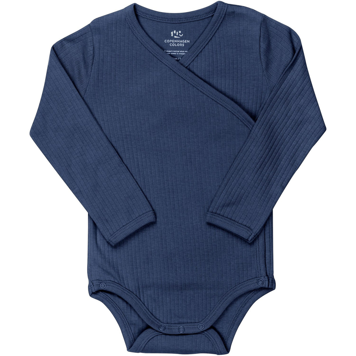 COPENHAGEN COLORS Navy Baby Rib Jersey Body Crossover W. Longsleeve