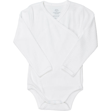COPENHAGEN COLORS White Baby Rib Jersey Body Crossover W. Longsleeve