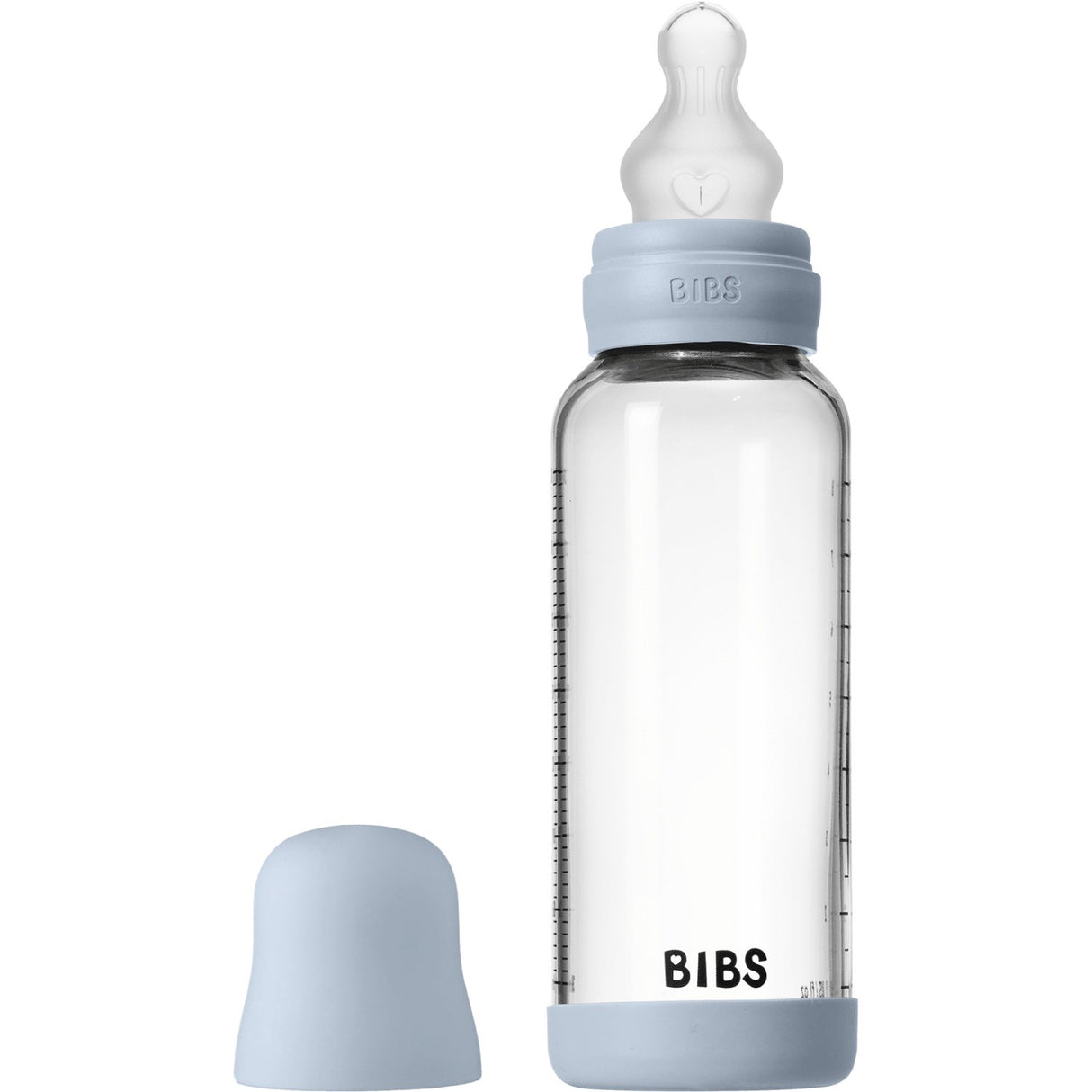 Bibs Baby Blue Glass Baby Flaske Round Silicone Medium Flow