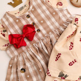 Petit Piao Off White Heart Kjole S/L Woven