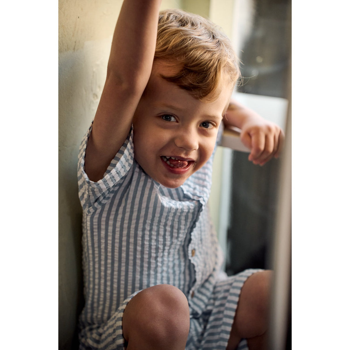 THE NEW Siblings X Luksusbaby Blue Fog Striped Ojo Skjorte