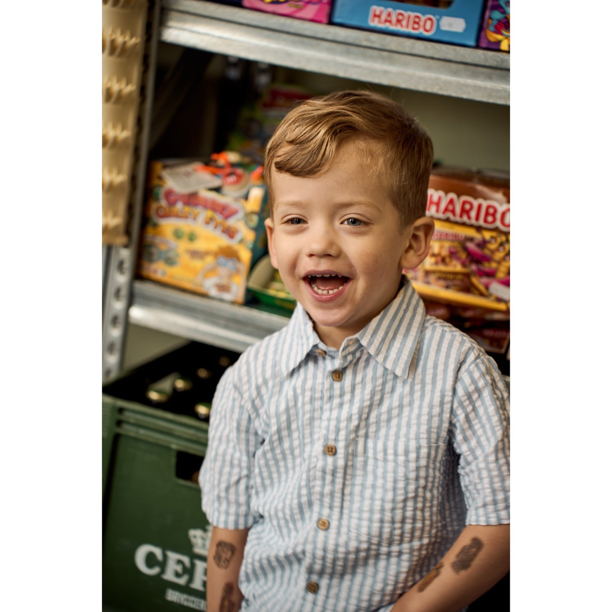 THE NEW Siblings X Luksusbaby Blue Fog Striped Ojo Skjorte