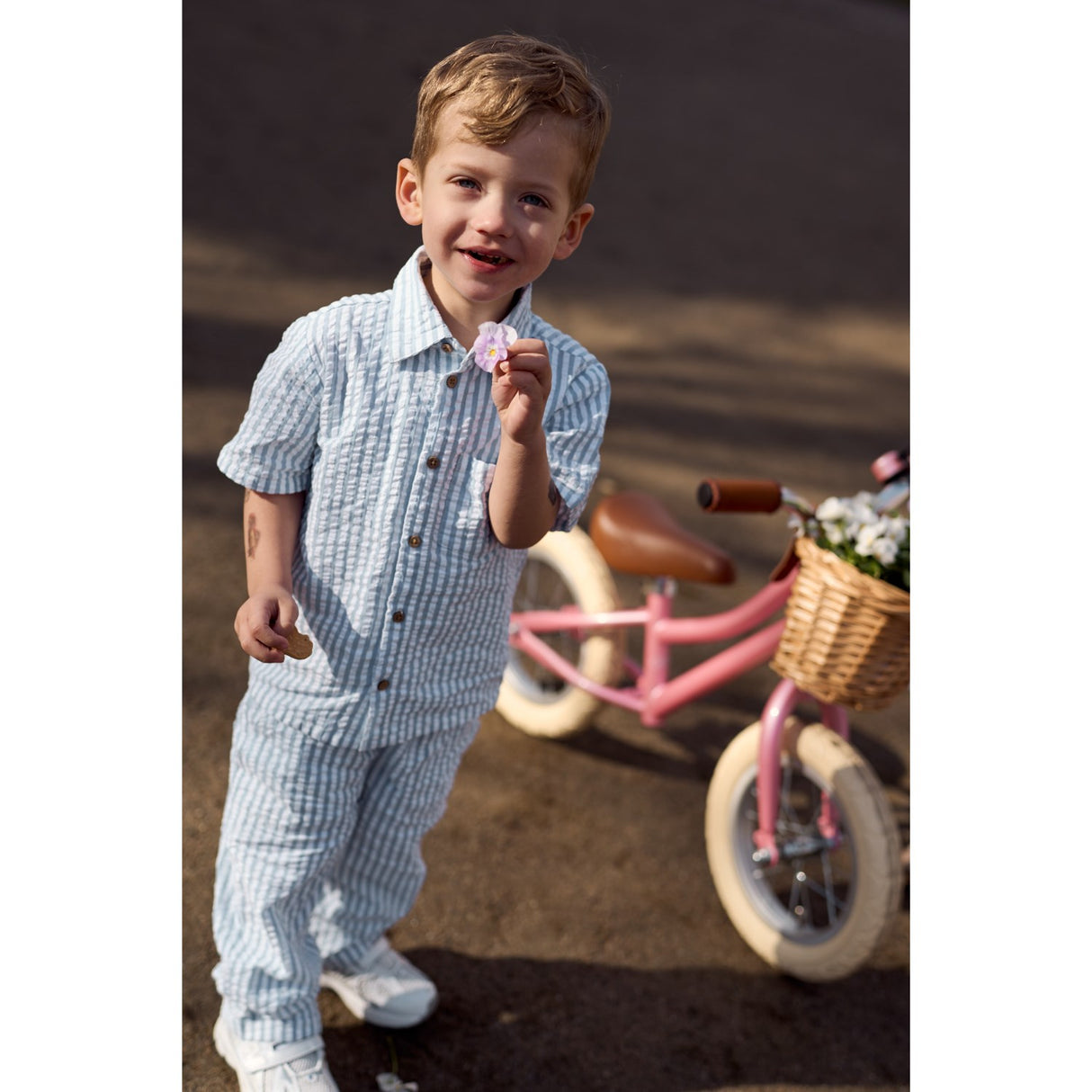 THE NEW Siblings X Luksusbaby Blue Fog Striped Ojo Bukser