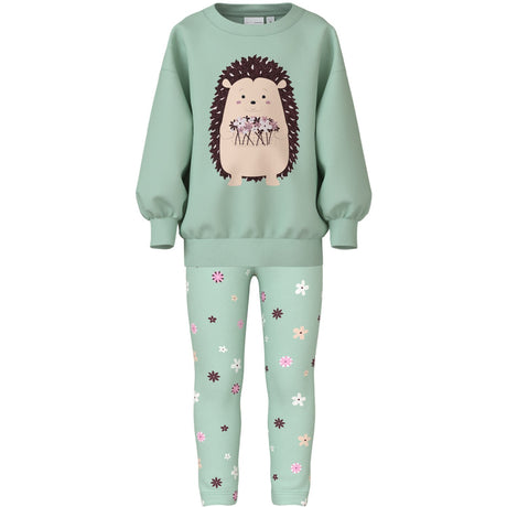 Name It Gossamer Green Nmfvalona Ls Long Rlx Sweat Sett Unb
