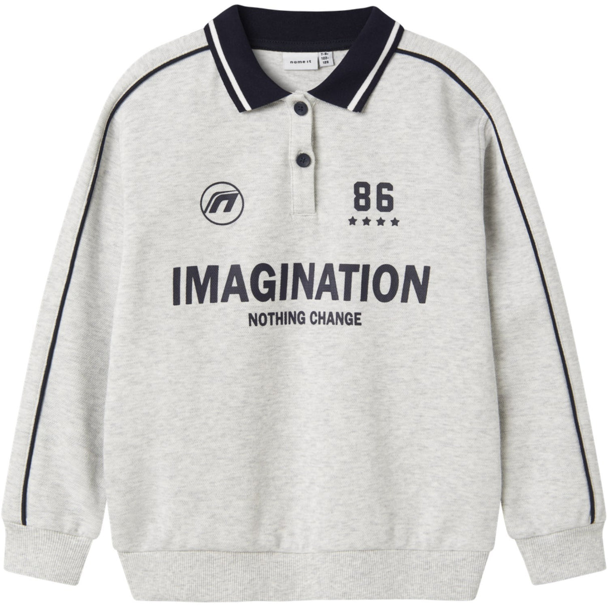 Name It Light Grey Melange Nkmkris Ls Nreg Polo