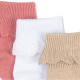 Konges Sløjd Sand/Optic White/Raspberry 3 Pack Frill Strømper