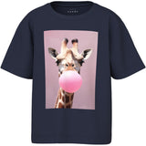 Name It Navy Blazer Giraffe Nmfvotea Ss Nreg Topp