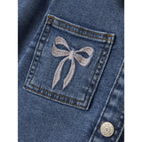 Name It Medium Blue Denim Bow Embroidery Nmfdevi Dnm Emb Jakke 1224-Sm K