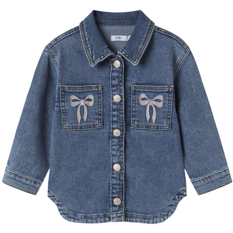 Name It Medium Blue Denim Bow Embroidery Nmfdevi Dnm Emb Jakke 1224-Sm K