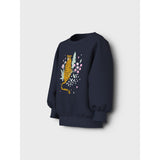 Name It Navy Blazer Cheetah Nmfvalona Ls Long Rlx Sweat Unb