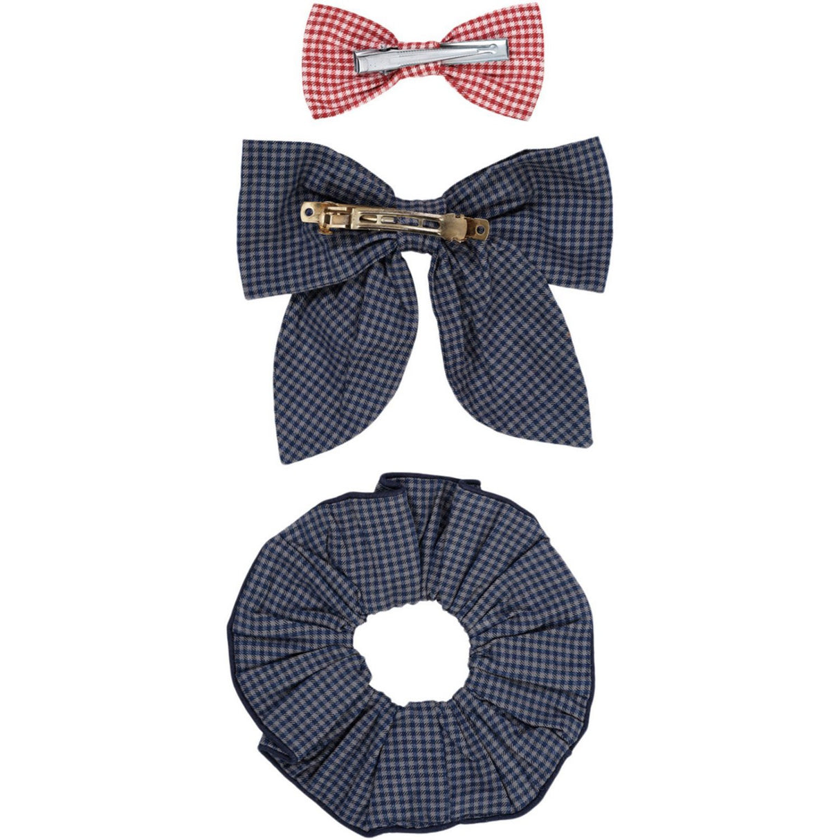 Copenhagen Colors Navy Check Combi Check Hair Accssories 3-Pak