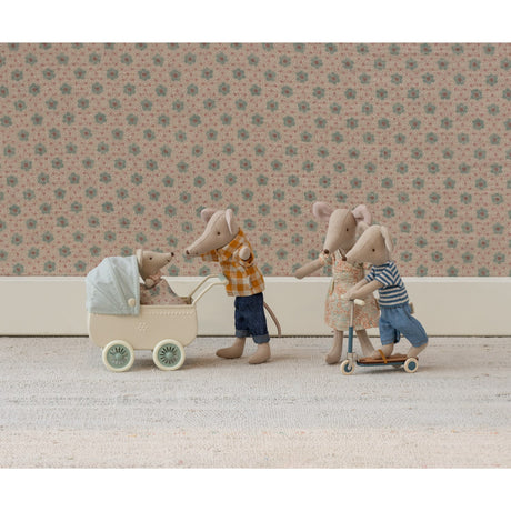 Maileg Klapvogn Med Baby Mouse - Mint
